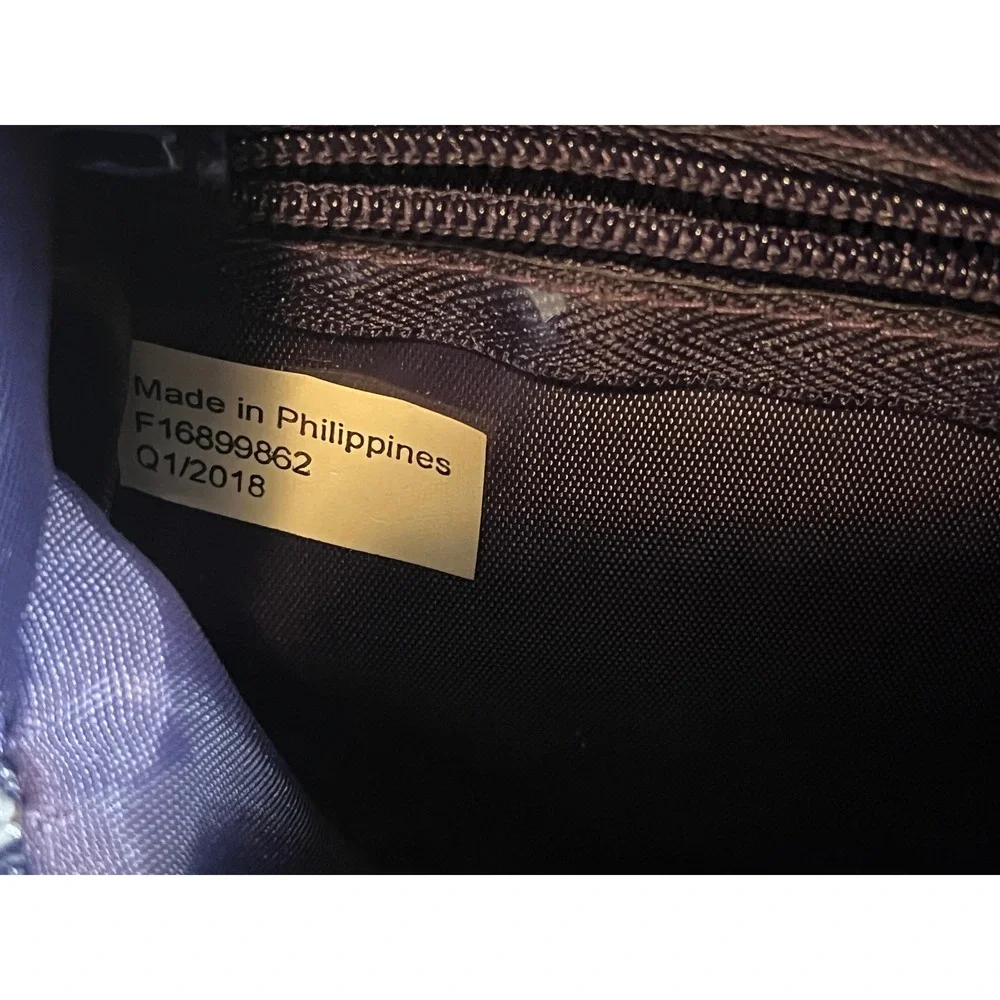 Sonia Kashuk Mini Backpack Cosmetic Bag Purple Gold Metallic Floral 9x7.5x4